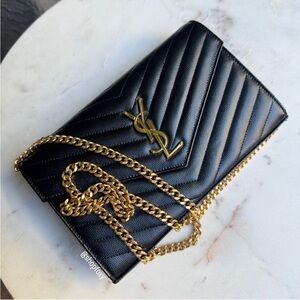 Saint Laurent Cassandre Matelassé Envelope Chain Wallet Crossbody